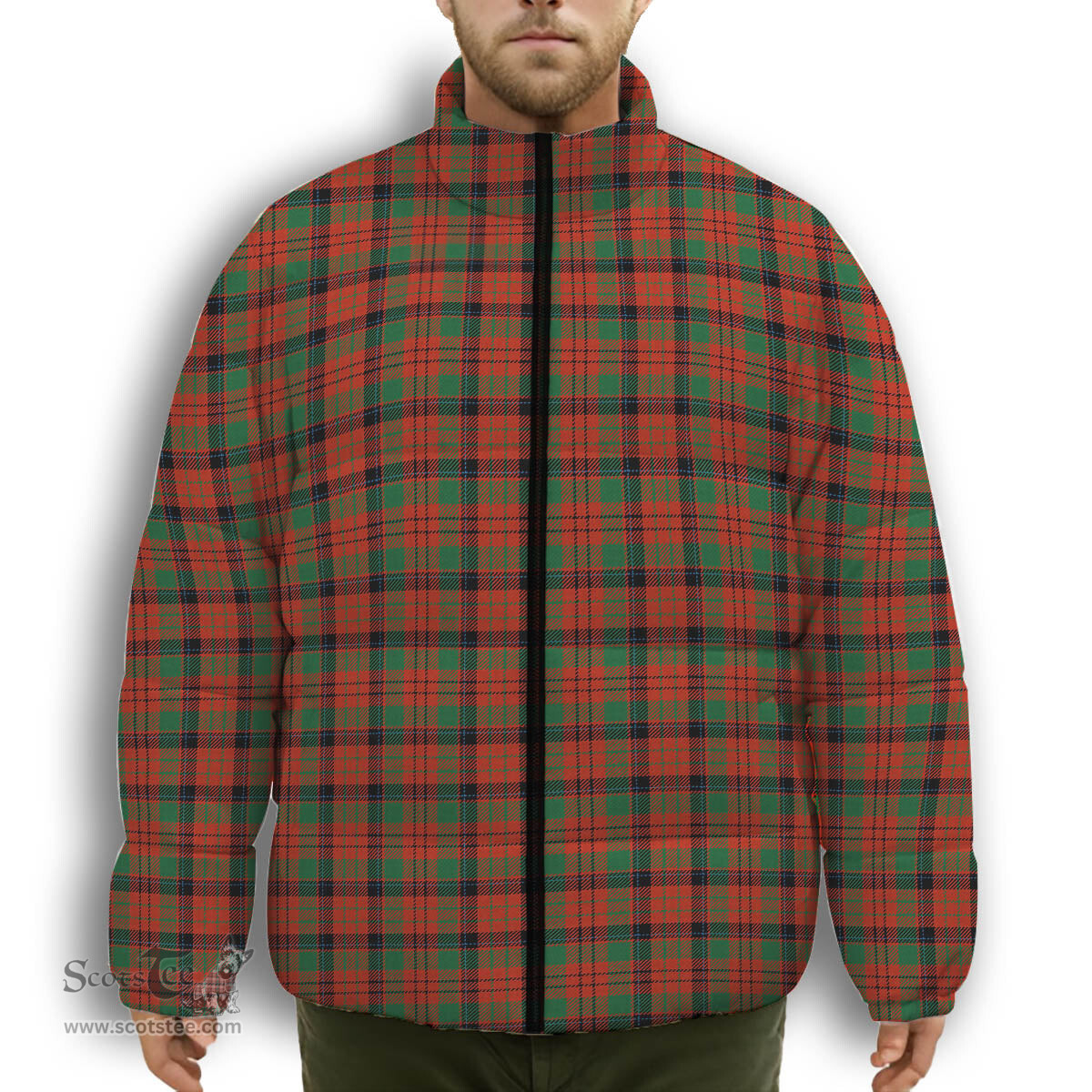 ScotsTee Shop Scottish MacNeacail Ancient Premium Tartan Collar Down Jacket Winter White Duck Down Plaid