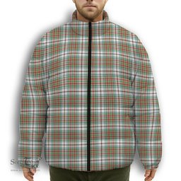 ScotsTee Shop Scottish McBean Dress Ancient Premium Tartan Collar Down Jacket Winter White Duck Down Plaid