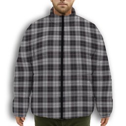 ScotsTee Shop Scottish MacPherson 4 Premium Tartan Collar Down Jacket Winter White Duck Down Plaid