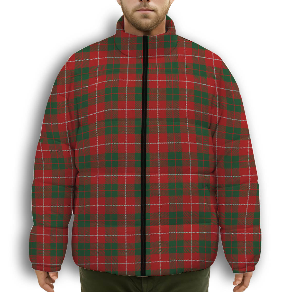 ScotsTee Shop Scottish MacKinnon 1930 Premium Tartan Collar Down Jacket Winter White Duck Down Plaid