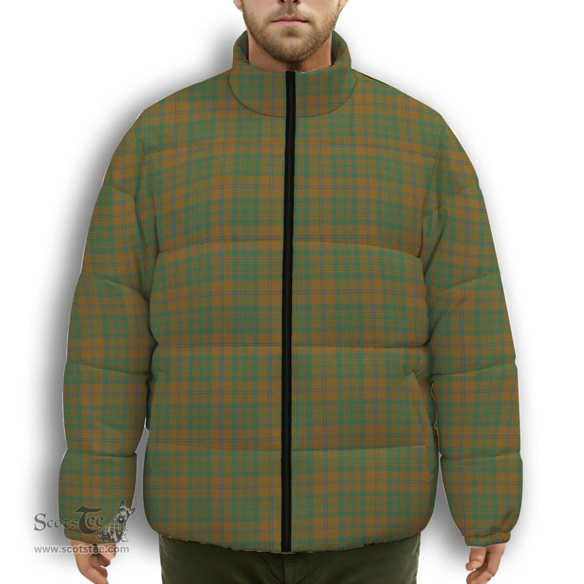 ScotsTee Shop Scottish McAlister of Glenbarr Hunting Modern Premium Tartan Collar Down Jacket Winter White Duck Down Plaid
