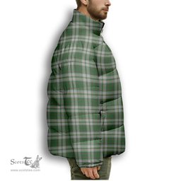 ScotsTee Shop Scottish Taylor Dress Premium Tartan Collar Down Jacket Winter White Duck Down Plaid