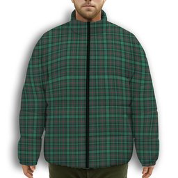 ScotsTee Shop Scottish Ross Hunting Modern Premium Tartan Collar Down Jacket Winter White Duck Down Plaid