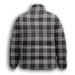 ScotsTee Shop Scottish MacPherson of Cluny Black and White Premium Tartan Collar Down Jacket Winter White Duck Down Plaid
