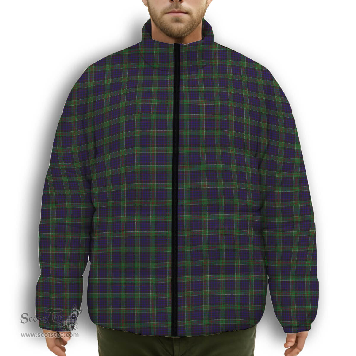 ScotsTee Shop Scottish Newman Premium Tartan Collar Down Jacket Winter White Duck Down Plaid