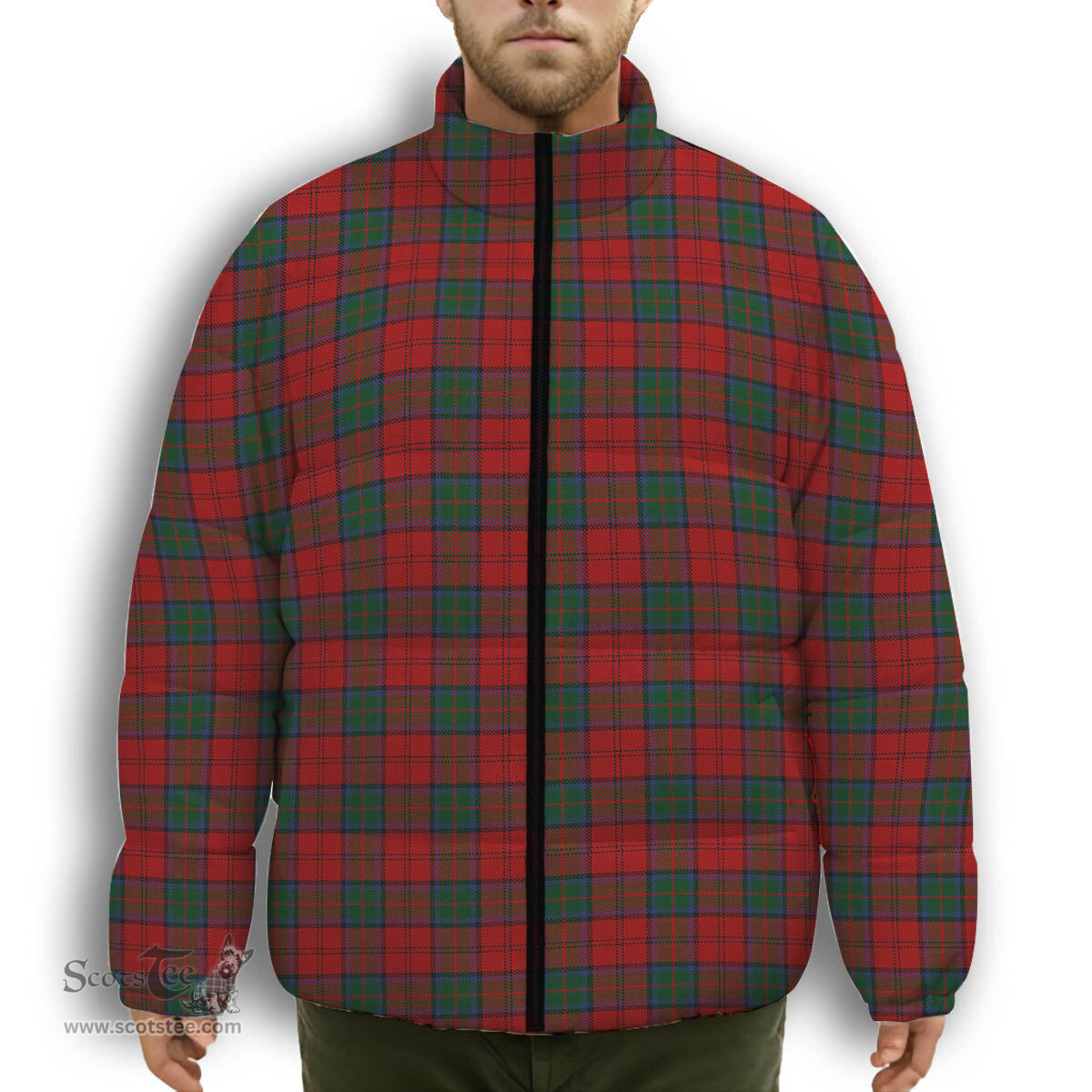 ScotsTee Shop Scottish MacDuff 4 Premium Tartan Collar Down Jacket Winter White Duck Down Plaid