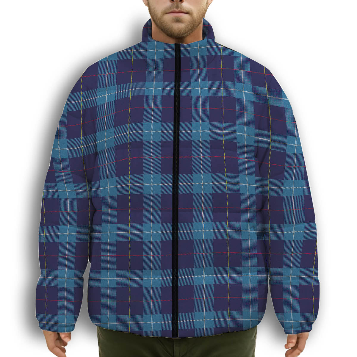 ScotsTee Shop Scottish McKerrell of Hillhouse Premium Tartan Collar Down Jacket Winter White Duck Down Plaid