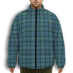 ScotsTee Shop Scottish Thomson Ancient Premium Tartan Collar Down Jacket Winter White Duck Down Plaid