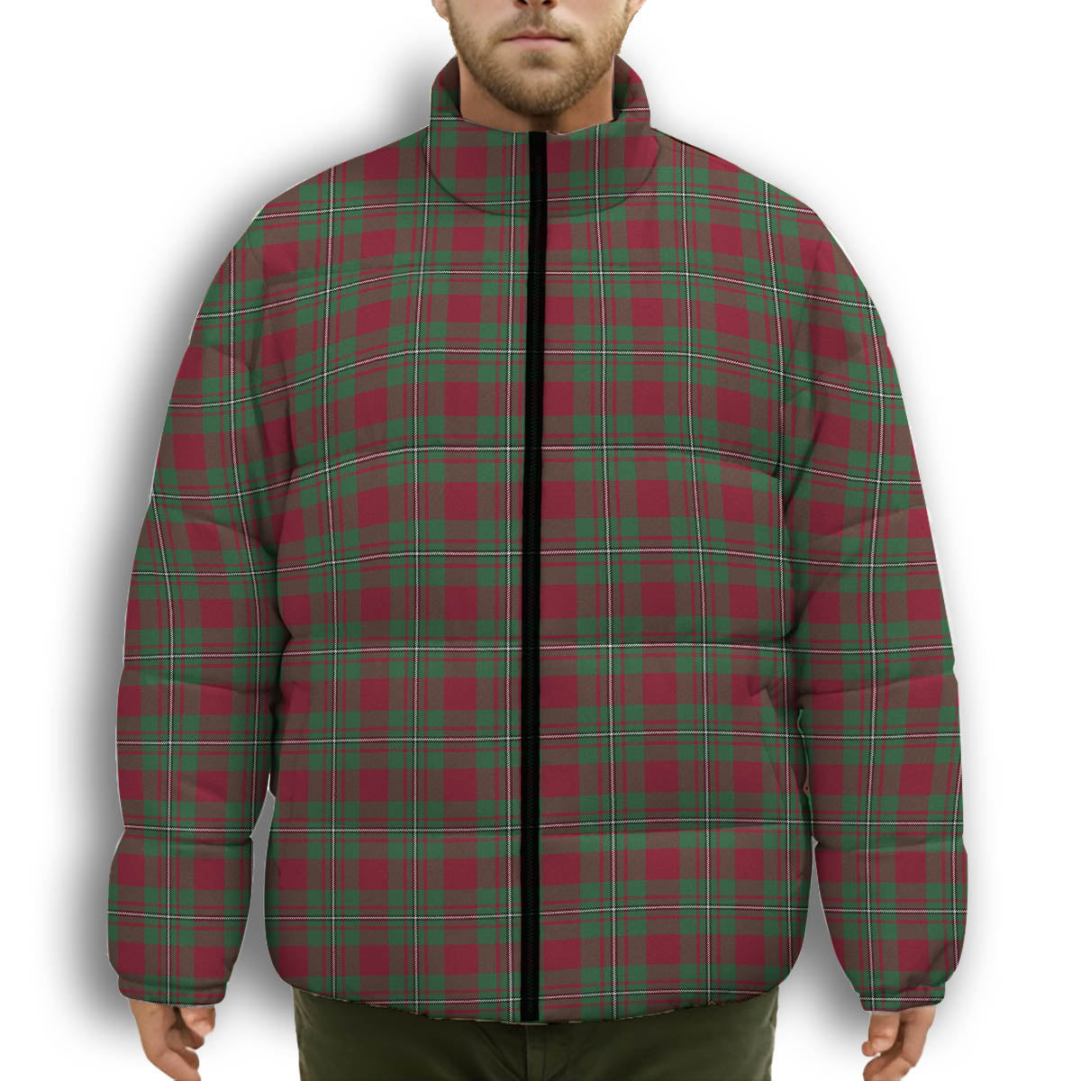ScotsTee Shop Scottish Gregor of Cardney Modern Premium Tartan Collar Down Jacket Winter White Duck Down Plaid