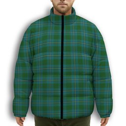 ScotsTee Shop Scottish Irvine of Bonshaw Premium Tartan Collar Down Jacket Winter White Duck Down Plaid