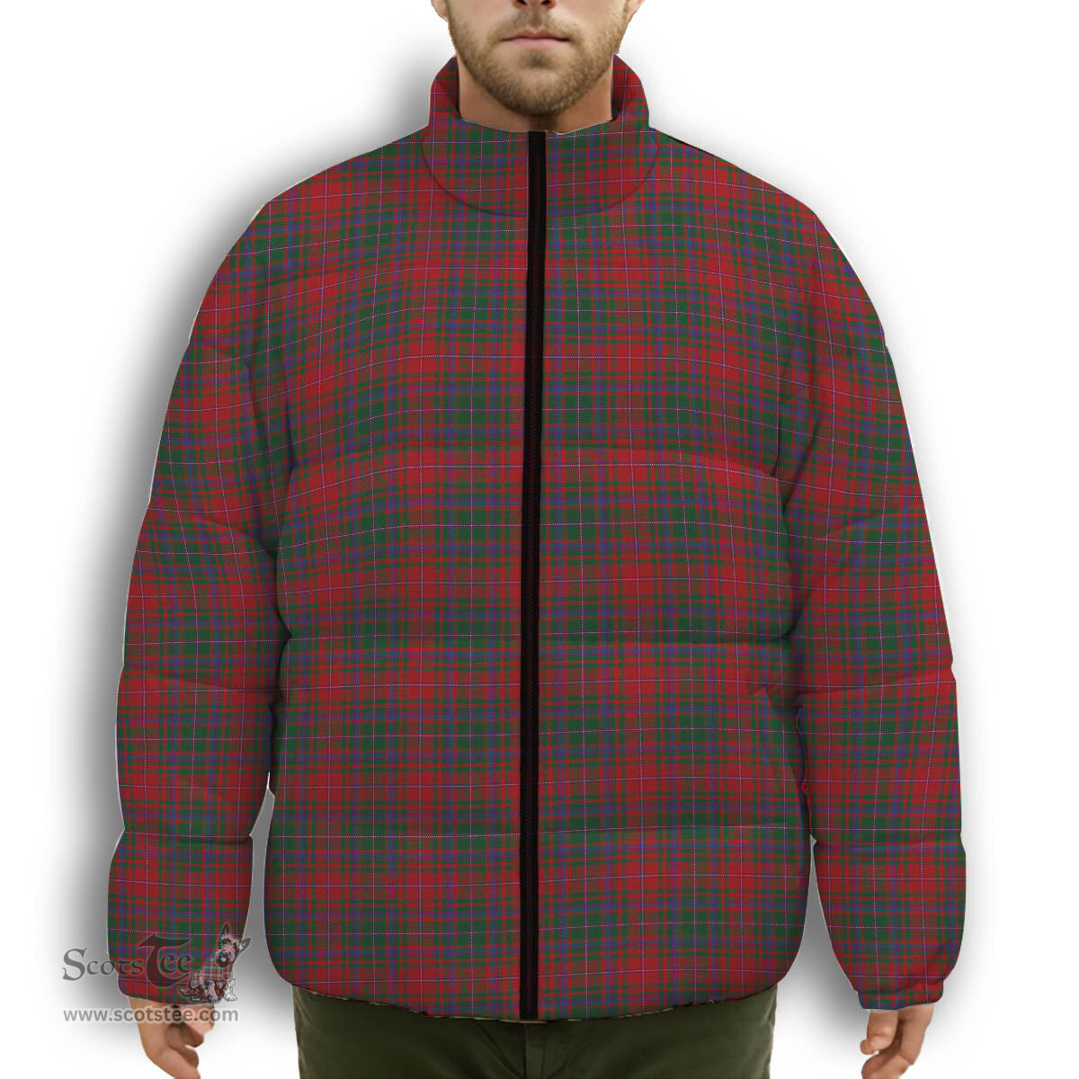 ScotsTee Shop Scottish MacDougall 1966 Premium Tartan Collar Down Jacket Winter White Duck Down Plaid