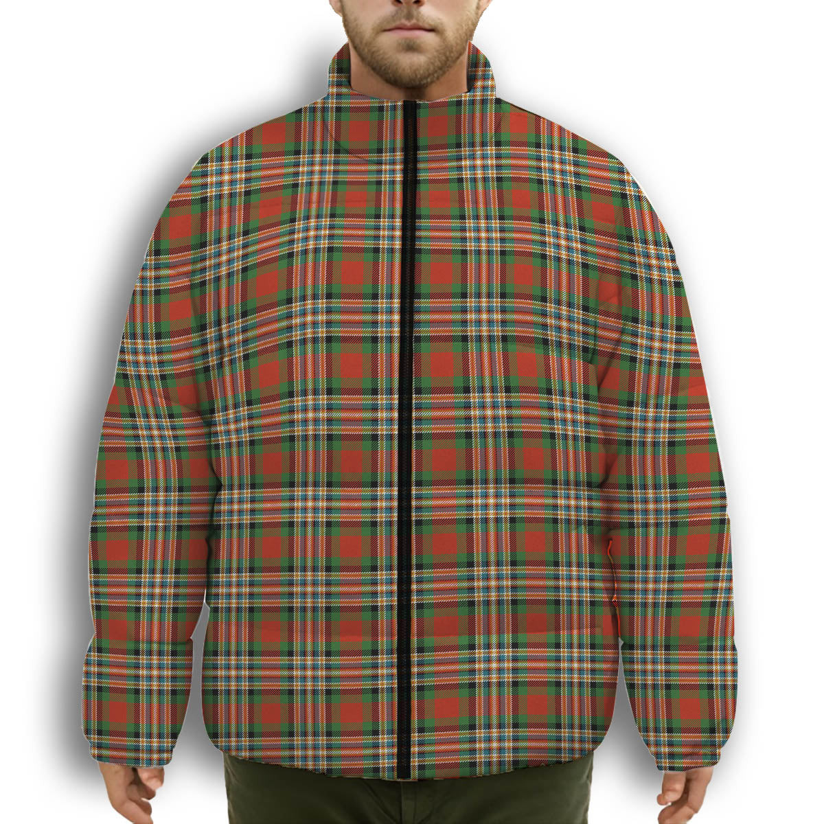ScotsTee Shop Scottish McGill Ancient Premium Tartan Collar Down Jacket Winter White Duck Down Plaid