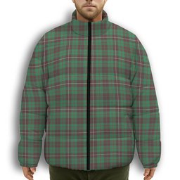 ScotsTee Shop Scottish MacKinnon Hunting Ancient Premium Tartan Collar Down Jacket Winter White Duck Down Plaid