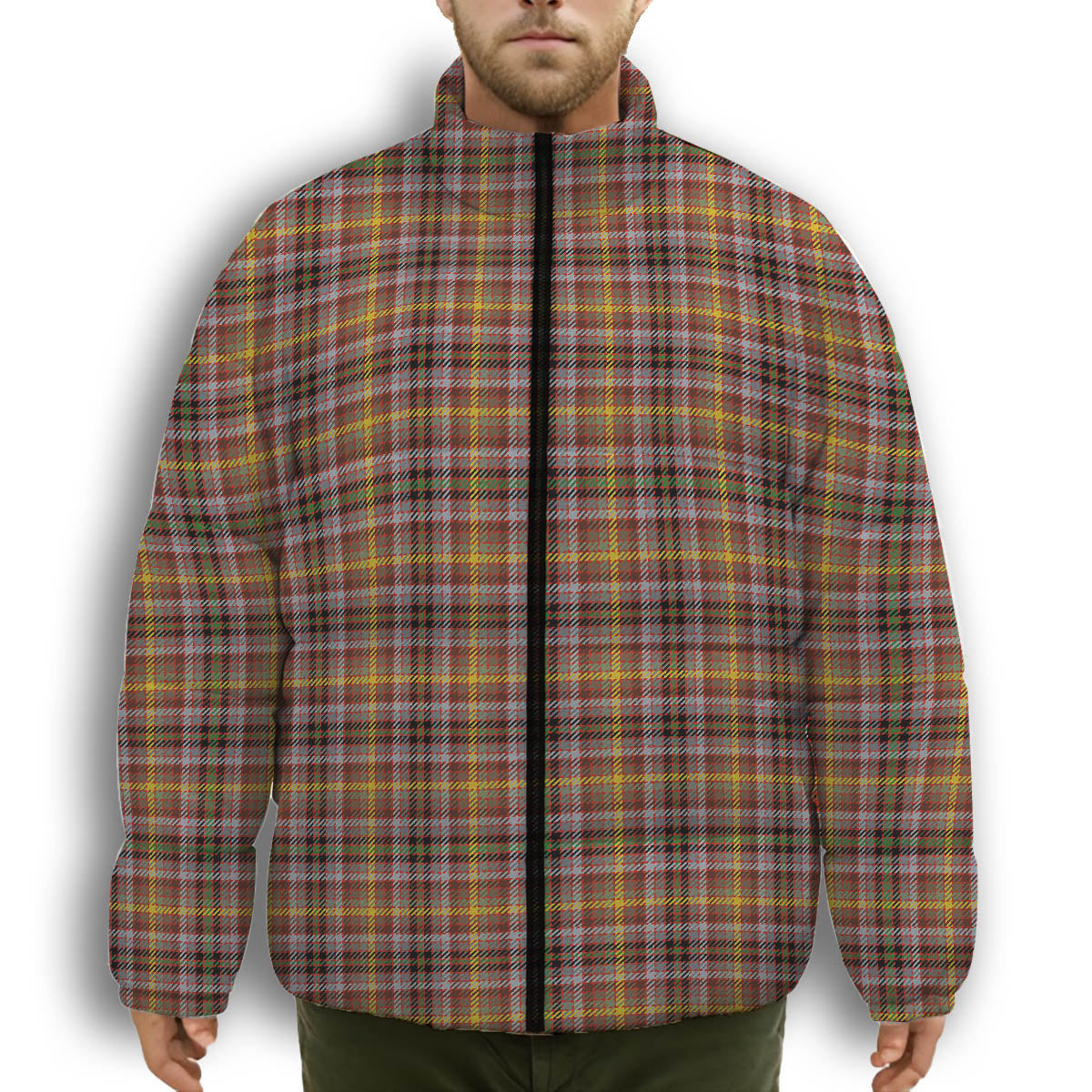 ScotsTee Shop Scottish MacKay of Strathnaver Ancient Premium Tartan Collar Down Jacket Winter White Duck Down Plaid