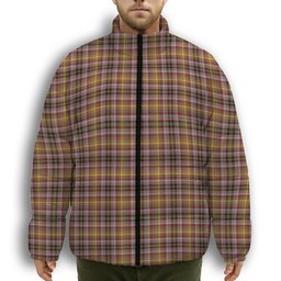 ScotsTee Shop Scottish MacKay of Strathnaver Ancient Premium Tartan Collar Down Jacket Winter White Duck Down Plaid