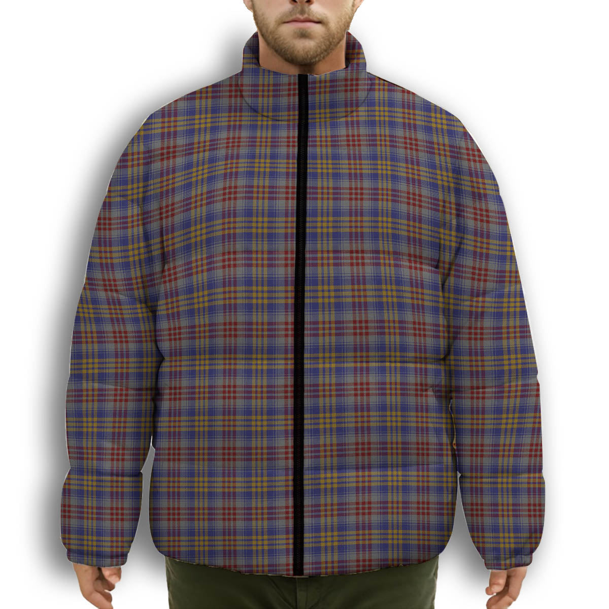 ScotsTee Shop Scottish Lysaght Premium Tartan Collar Down Jacket Winter White Duck Down Plaid