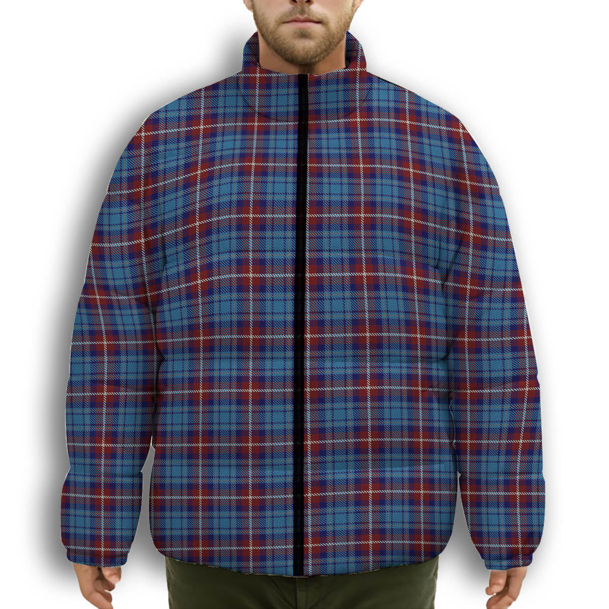 ScotsTee Shop Scottish Greer Premium Tartan Collar Down Jacket Winter White Duck Down Plaid
