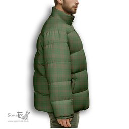 ScotsTee Shop Scottish Terry Premium Tartan Collar Down Jacket Winter White Duck Down Plaid