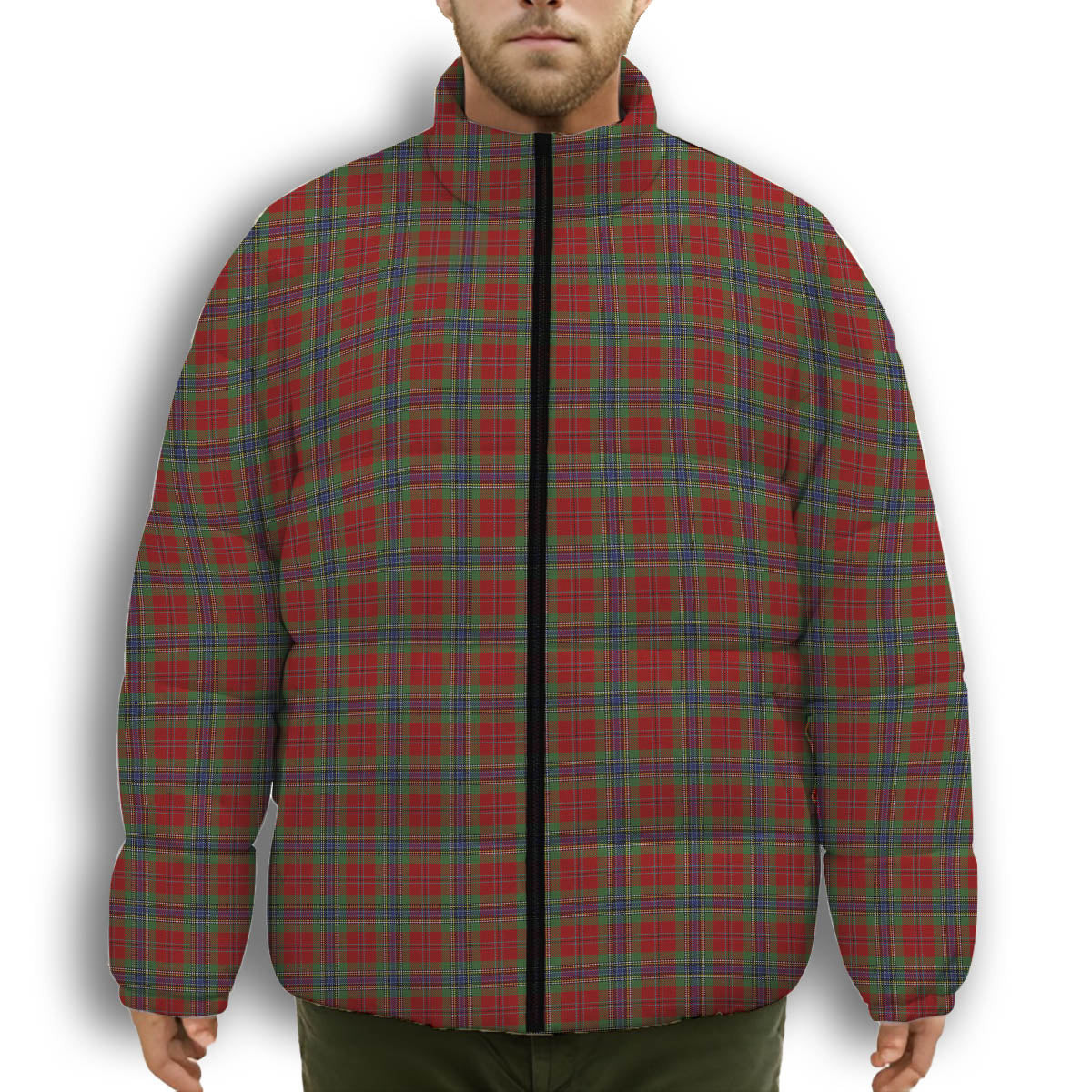ScotsTee Shop Scottish McLean of Duart Premium Tartan Collar Down Jacket Winter White Duck Down Plaid