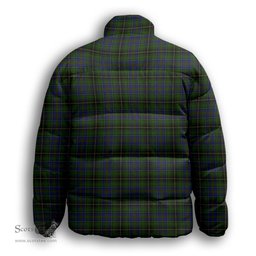 ScotsTee Shop Scottish MacInnes Premium Tartan Collar Down Jacket Winter White Duck Down Plaid