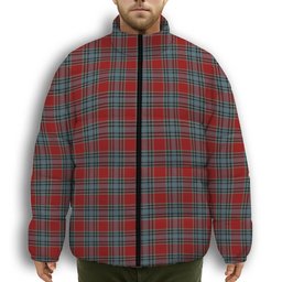 ScotsTee Shop Scottish MacLeay Premium Tartan Collar Down Jacket Winter White Duck Down Plaid