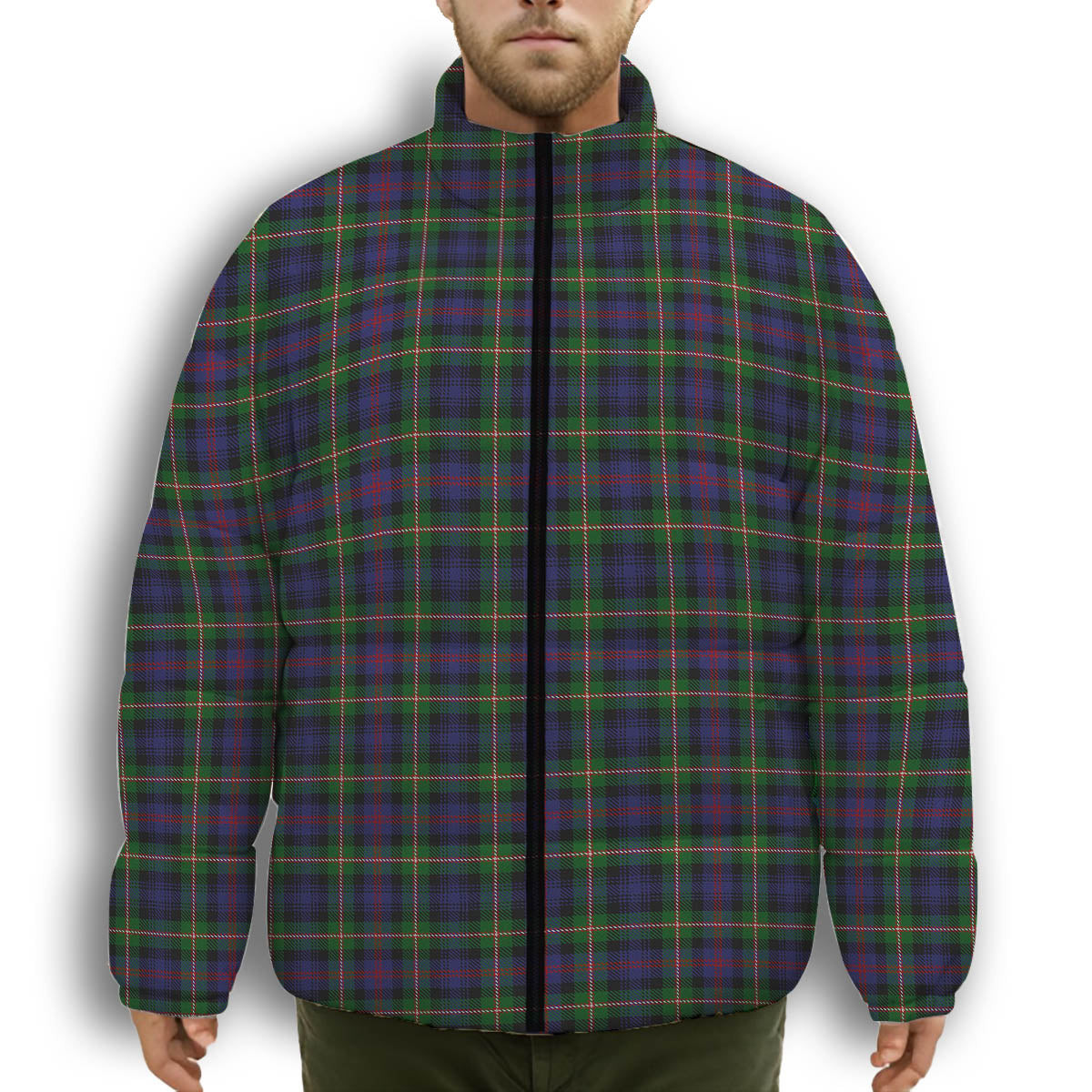 ScotsTee Shop Scottish MacKenzie Morgan Premium Tartan Collar Down Jacket Winter White Duck Down Plaid