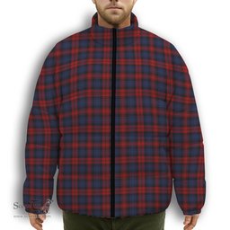 ScotsTee Shop Scottish McLaughlin Premium Tartan Collar Down Jacket Winter White Duck Down Plaid