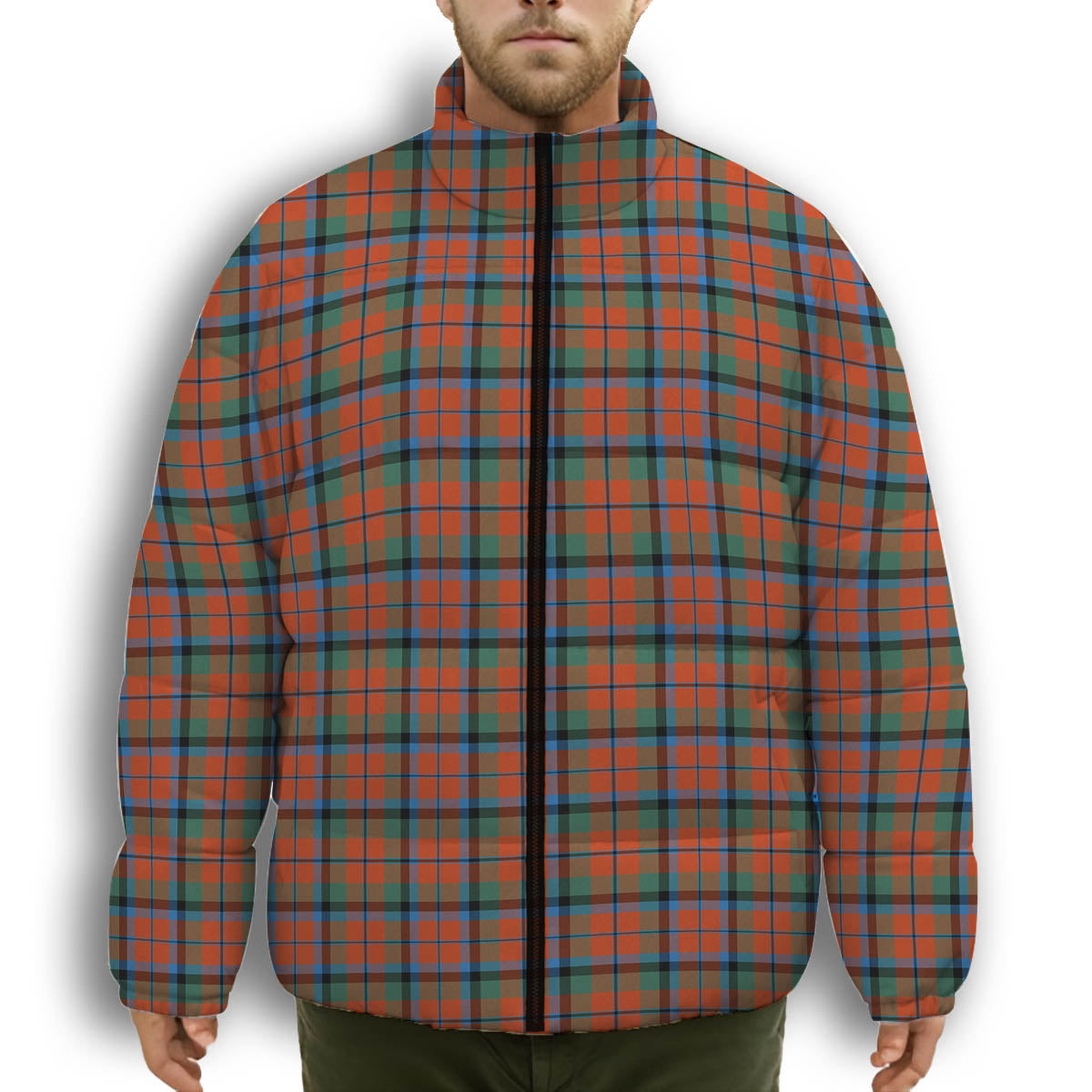 ScotsTee Shop Scottish Macnaghten Ancient Premium Tartan Collar Down Jacket Winter White Duck Down Plaid