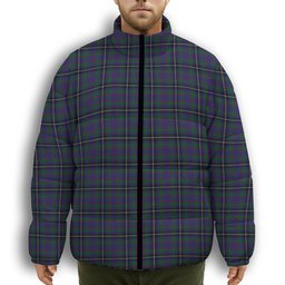 ScotsTee Shop Scottish Grainger Premium Tartan Collar Down Jacket Winter White Duck Down Plaid