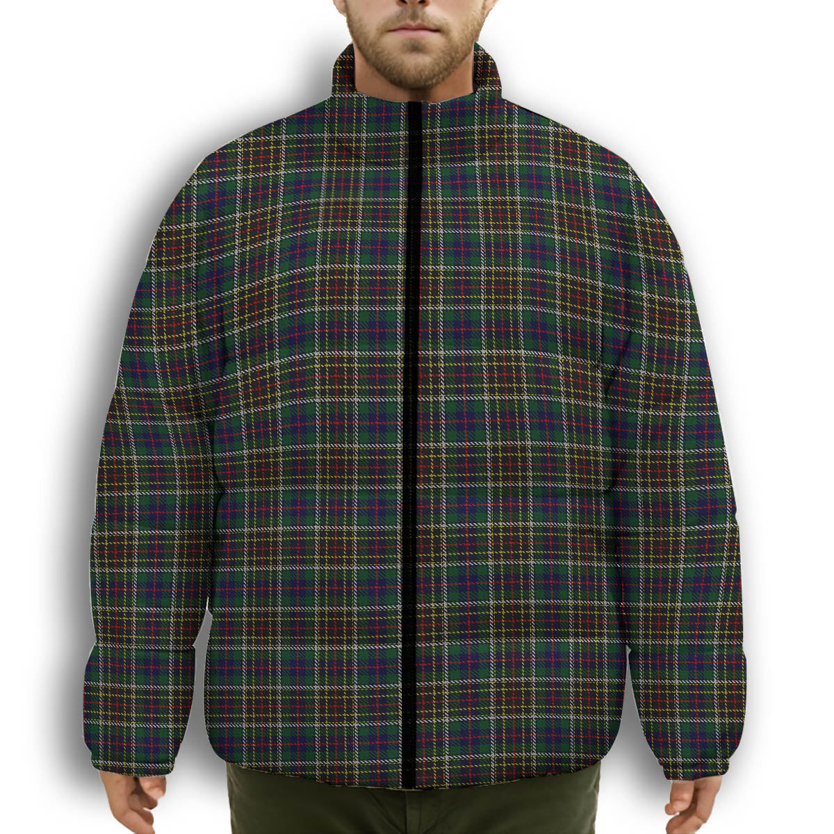 ScotsTee Shop Scottish Hyslop Hunting 2 Premium Tartan Collar Down Jacket Winter White Duck Down Plaid