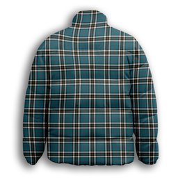 ScotsTee Shop Scottish Thomson Blue Ancient Clan Premium Tartan Collar Down Jacket Winter White Duck Down Plaid