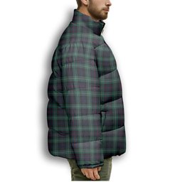ScotsTee Shop Scottish MacKenzie Modern Premium Tartan Collar Down Jacket Winter White Duck Down Plaid