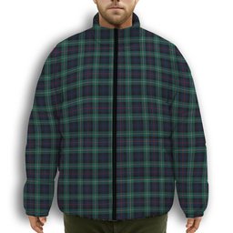 ScotsTee Shop Scottish MacKenzie Modern Premium Tartan Collar Down Jacket Winter White Duck Down Plaid