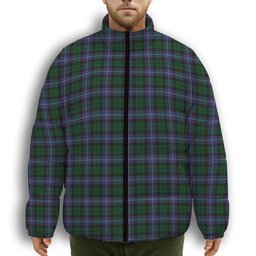 ScotsTee Shop Scottish Russell Premium Tartan Collar Down Jacket Winter White Duck Down Plaid