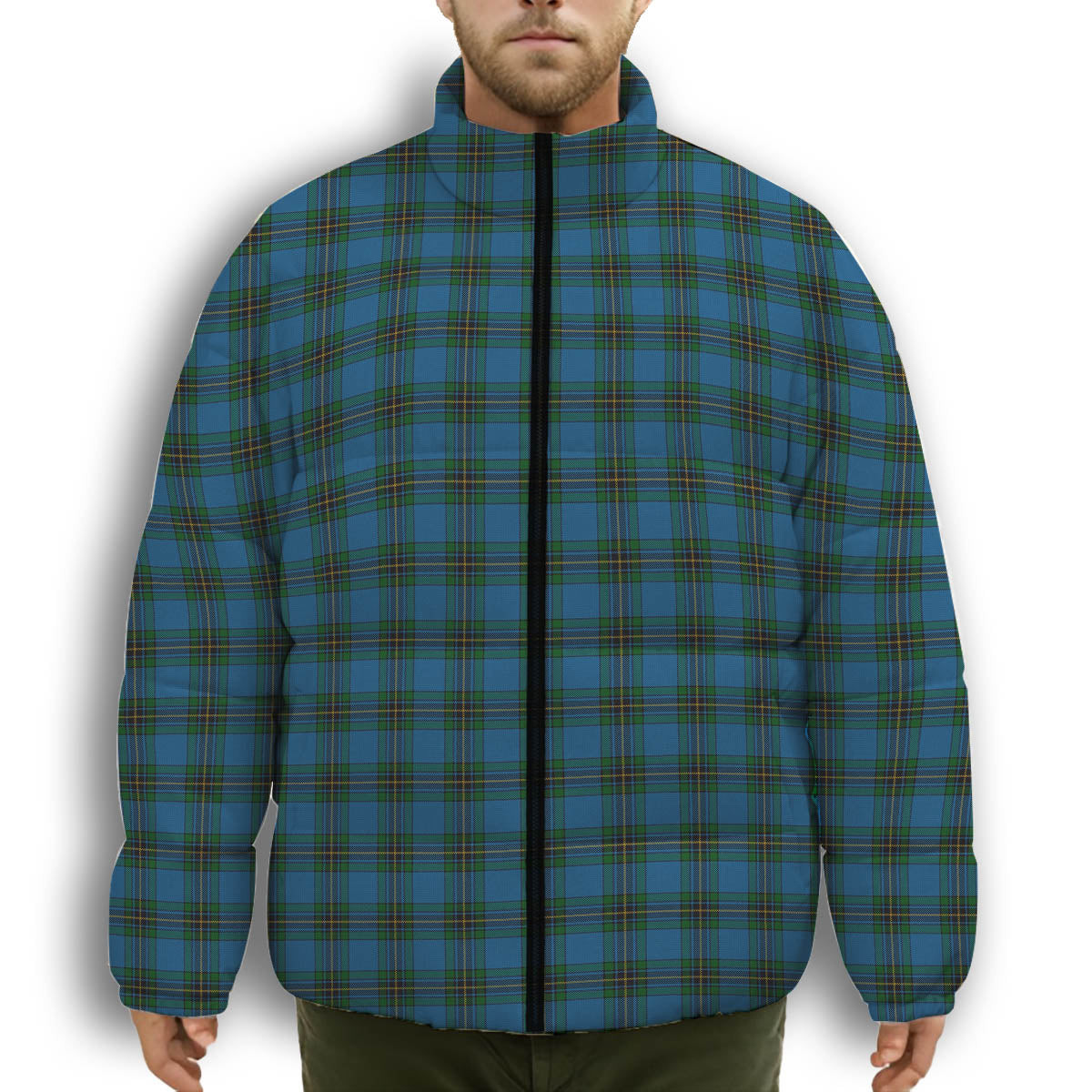 ScotsTee Shop Scottish Murray of Elibank Premium Tartan Collar Down Jacket Winter White Duck Down Plaid