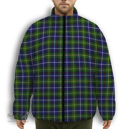 ScotsTee Shop Scottish MacNeill of Barra Modern Premium Tartan Collar Down Jacket Winter White Duck Down Plaid