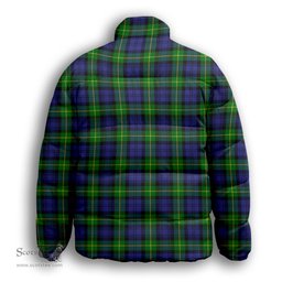 ScotsTee Shop Scottish Gordon Modern Premium Tartan Collar Down Jacket Winter White Duck Down Plaid