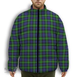 ScotsTee Shop Scottish Gordon Modern Premium Tartan Collar Down Jacket Winter White Duck Down Plaid