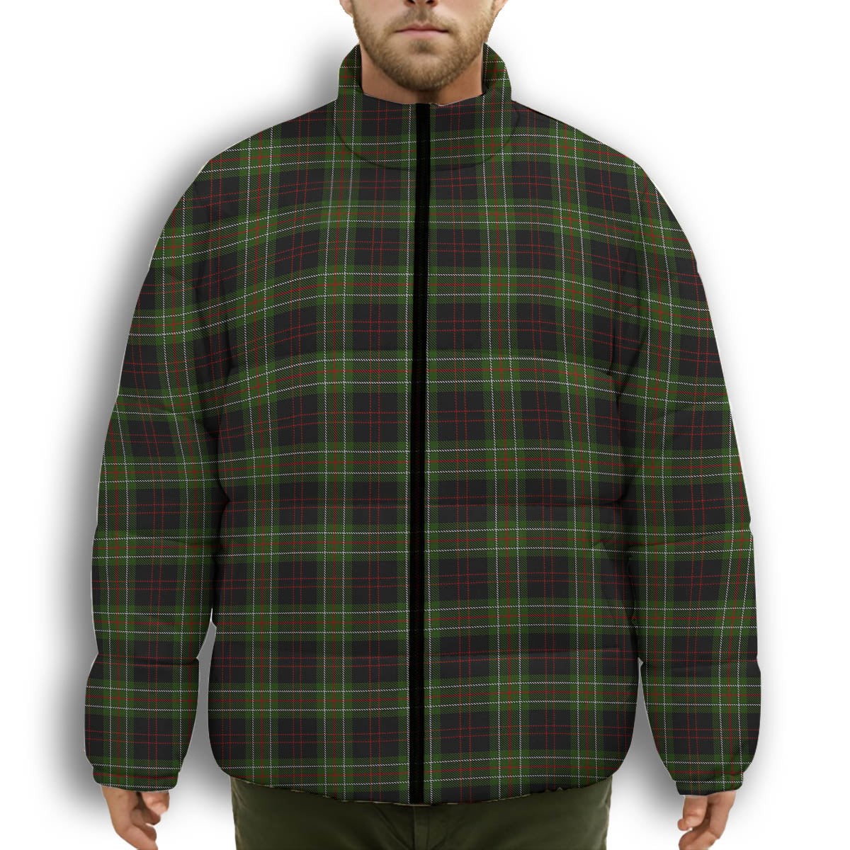 ScotsTee Shop Scottish MacDiarmid Premium Tartan Collar Down Jacket Winter White Duck Down Plaid