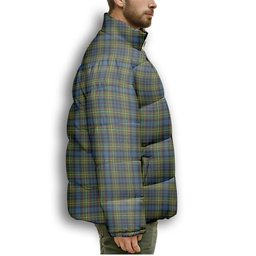 ScotsTee Shop Scottish McLellan Ancient Premium Tartan Collar Down Jacket Winter White Duck Down Plaid