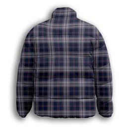 ScotsTee Shop Scottish Yokohama Takashimaya Blue Premium Tartan Collar Down Jacket Winter White Duck Down Plaid