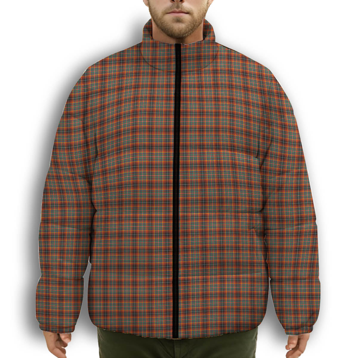 ScotsTee Shop Scottish Innes Ancient Premium Tartan Collar Down Jacket Winter White Duck Down Plaid