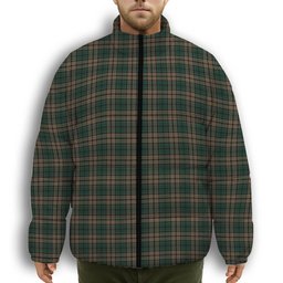 ScotsTee Shop Scottish Sackett Premium Tartan Collar Down Jacket Winter White Duck Down Plaid