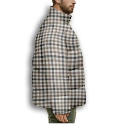 ScotsTee Shop Scottish Hog Ancient Premium Tartan Collar Down Jacket Winter White Duck Down Plaid
