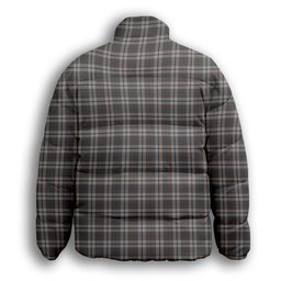 ScotsTee Shop Scottish Harris Mist Premium Tartan Collar Down Jacket Winter White Duck Down Plaid