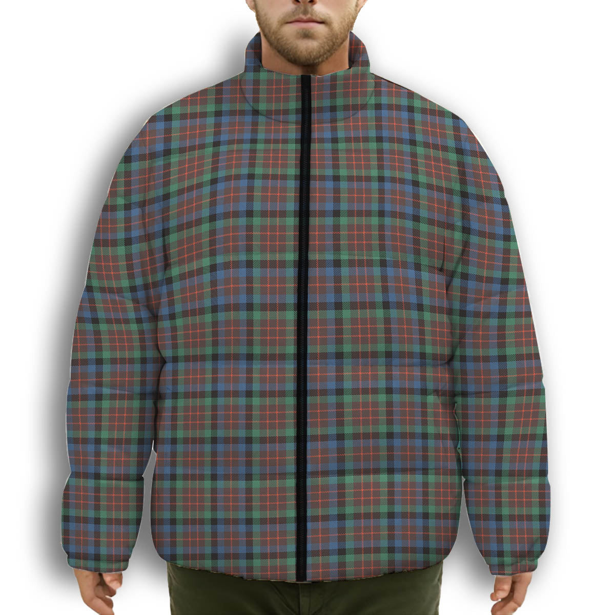 ScotsTee Shop Scottish MacDuff Hunting Ancient SC Premium Tartan Collar Down Jacket Winter White Duck Down Plaid