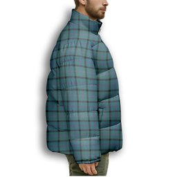 ScotsTee Shop Scottish Thompson Ancient Premium Tartan Collar Down Jacket Winter White Duck Down Plaid