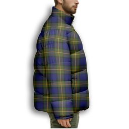 ScotsTee Shop Scottish Muir Premium Tartan Collar Down Jacket Winter White Duck Down Plaid