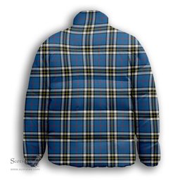 ScotsTee Shop Scottish Thomson Dress Blue Modern Premium Tartan Collar Down Jacket Winter White Duck Down Plaid
