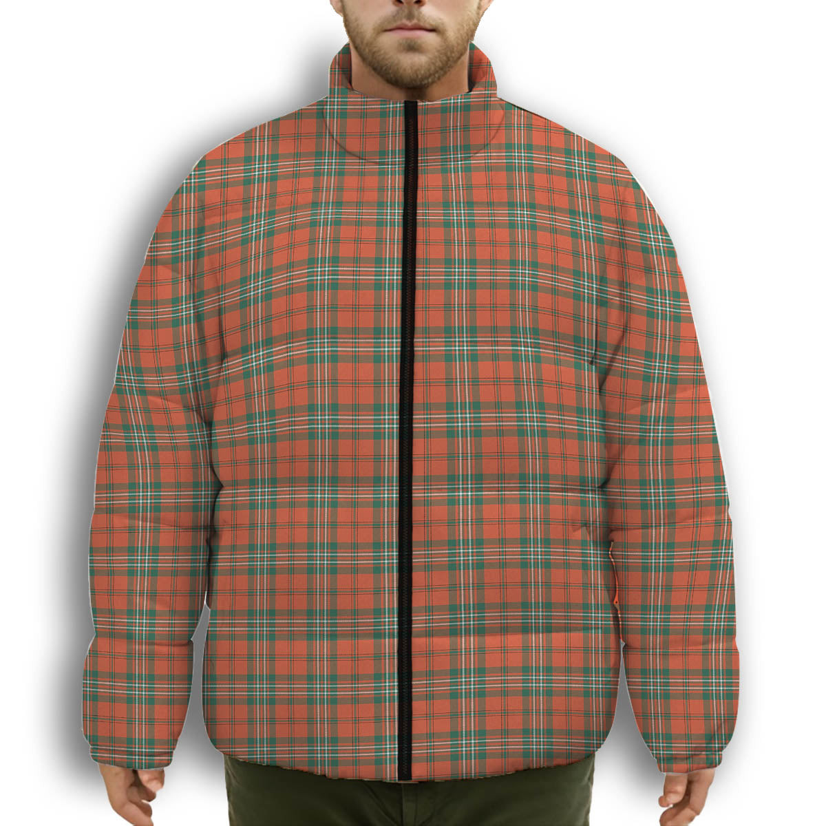 ScotsTee Shop Scottish Scott Ancient Premium Tartan Collar Down Jacket Winter White Duck Down Plaid